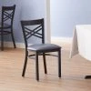 Lancaster Table & Seating Black Finish Cross Back Chair With 2 1/2" Navy Vinyl Padded Seat