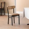 LT&S Boomerang Series Lancaster Table & Seating Boomerang Black Finish Chair With 2 1/2" Light Brown Vinyl Padded Seat And Driftwood Back