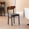 LT&S Boomerang Series Lancaster Table & Seating Boomerang Black Finish Chair With 2 1/2" Dark Brown Vinyl Padded Seat And Antique Walnut Wood Back -BFM Seating sHOP 1894679