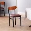 LT&S Boomerang Series Lancaster Table & Seating Boomerang Black Finish Chair With 2 1/2" Burgundy Vinyl Padded Seat And Cherry Wood Back -BFM Seating sHOP 1894689