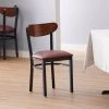 LT&S Boomerang Series Lancaster Table & Seating Boomerang Black Finish Chair With 2 1/2" Burgundy Vinyl Padded Seat And Antique Walnut Wood Back -BFM Seating sHOP 1894694