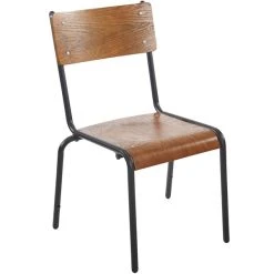 BFM Seating Nash Stackable Side Chair With Sand Black Frame And Autumn Ash Veneer Wood Seat And Back