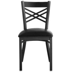 Lancaster Table & Seating Black Finish Cross Back Chair With 2 1/2" Black Vinyl Padded Seat -BFM Seating sHOP 1913375