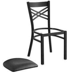 Lancaster Table & Seating Black Finish Cross Back Chair With 2 1/2" Black Vinyl Padded Seat -BFM Seating sHOP 1913377