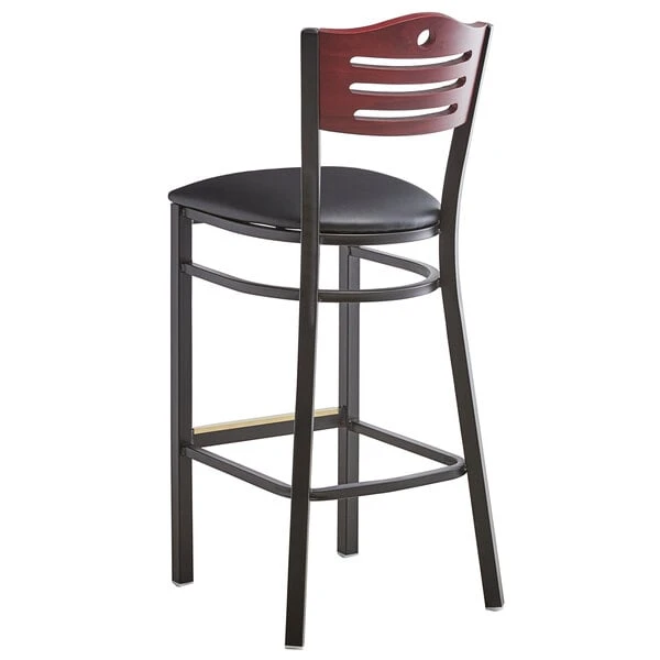 Lancaster Table & Seating Mahogany Finish Bar Height Bistro Chair With 2" Padded Seat 5 Lancaster Table & Seating Mahogany Finish Bar Height Bistro Chair With 2" Padded Seat - Image 3
