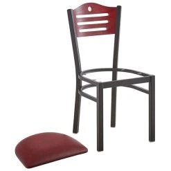 Lancaster Table & Seating Mahogany Finish Bistro Dining Chair With 1 1/2" Burgundy Padded Seat -BFM Seating sHOP 2065898