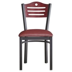 Lancaster Table & Seating Mahogany Finish Bistro Dining Chair With 1 1/2" Burgundy Padded Seat -BFM Seating sHOP 2065901