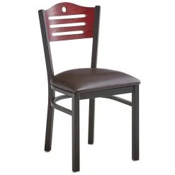 Lancaster Table & Seating Mahogany Finish Bistro Dining Chair With 1 1/2" Dark Brown Padded Seat 8 Lancaster Table & Seating Mahogany Finish Bistro Dining Chair With 1 1/2" Dark Brown Padded Seat -BFM Seating sHOP 2065909