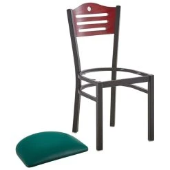 Lancaster Table & Seating Mahogany Finish Bistro Dining Chair With 1 1/2" Green Padded Seat -BFM Seating sHOP 2065920