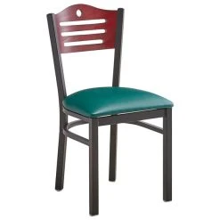 Lancaster Table & Seating Mahogany Finish Bistro Dining Chair With 1 1/2" Green Padded Seat -BFM Seating sHOP 2065921