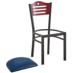 Lancaster Table & Seating Mahogany Finish Bistro Dining Chair With 1 1/2" Navy Padded Seat -BFM Seating sHOP 2065940