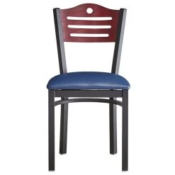 Lancaster Table & Seating Mahogany Finish Bistro Dining Chair With 1 1/2" Navy Padded Seat -BFM Seating sHOP 2065943