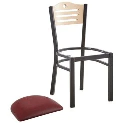 Lancaster Table & Seating Natural Finish Bistro Dining Chair With 1 1/2" Burgundy Padded Seat -BFM Seating sHOP 2065974