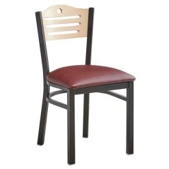 Lancaster Table & Seating Natural Finish Bistro Dining Chair With 1 1/2" Burgundy Padded Seat -BFM Seating sHOP 2065975