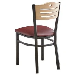 Lancaster Table & Seating Natural Finish Bistro Dining Chair With 1 1/2" Burgundy Padded Seat -BFM Seating sHOP 2065976