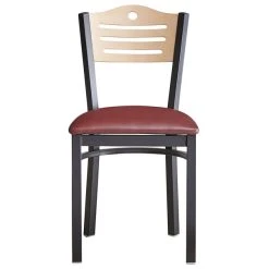 Lancaster Table & Seating Natural Finish Bistro Dining Chair With 1 1/2" Burgundy Padded Seat -BFM Seating sHOP 2065977