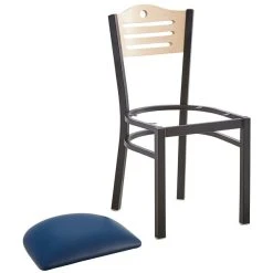 Lancaster Table & Seating Natural Finish Bistro Dining Chair With 1 1/2" Navy Padded Seat 10 Lancaster Table & Seating Natural Finish Bistro Dining Chair With 1 1/2" Navy Padded Seat -BFM Seating sHOP 2066016