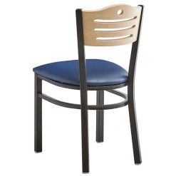 Lancaster Table & Seating Natural Finish Bistro Dining Chair With 1 1/2" Navy Padded Seat 9 Lancaster Table & Seating Natural Finish Bistro Dining Chair With 1 1/2" Navy Padded Seat -BFM Seating sHOP 2066018