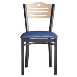 Lancaster Table & Seating Natural Finish Bistro Dining Chair With 1 1/2" Navy Padded Seat 11 Lancaster Table & Seating Natural Finish Bistro Dining Chair With 1 1/2" Navy Padded Seat -BFM Seating sHOP 2066019