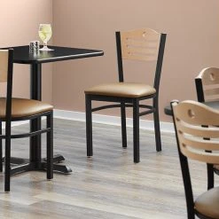Lancaster Table & Seating Natural Finish Bistro Dining Chair With 1 1/2" Light Brown Padded Seat