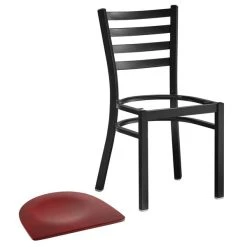 Lancaster Table & Seating Black Finish Ladder Back Chair With Mahogany Wood Seat -BFM Seating sHOP 2078819