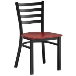 Lancaster Table & Seating Black Finish Ladder Back Chair With Mahogany Wood Seat -BFM Seating sHOP 2078820