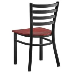 Lancaster Table & Seating Black Finish Ladder Back Chair With Mahogany Wood Seat -BFM Seating sHOP 2078821