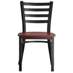 Lancaster Table & Seating Black Finish Ladder Back Chair With Mahogany Wood Seat -BFM Seating sHOP 2078822