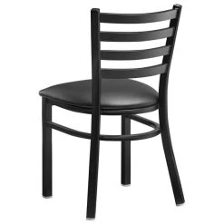 Lancaster Table & Seating Black Finish Ladder Back Chair With 2 1/2" Black Vinyl Padded Seat -BFM Seating sHOP 2078851