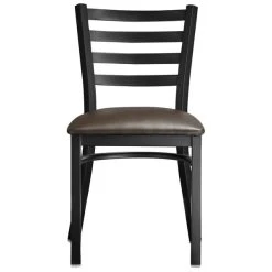 Lancaster Table & Seating Black Finish Ladder Back Chair With 2 1/2" Dark Brown Vinyl Padded Seat -BFM Seating sHOP 2078862