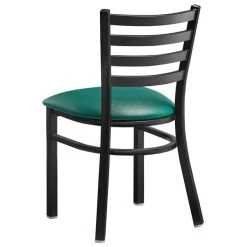 Lancaster Table & Seating Black Finish Ladder Back Chair With 2 1/2" Green Vinyl Padded Seat 9 Lancaster Table & Seating Black Finish Ladder Back Chair With 2 1/2" Green Vinyl Padded Seat -BFM Seating sHOP 2078871