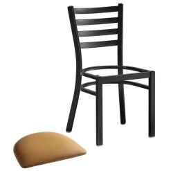 Lancaster Table & Seating Black Finish Ladder Back Chair With 2 1/2" Light Brown Vinyl Padded Seat -BFM Seating sHOP 2078879
