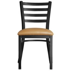 Lancaster Table & Seating Black Finish Ladder Back Chair With 2 1/2" Light Brown Vinyl Padded Seat -BFM Seating sHOP 2078882
