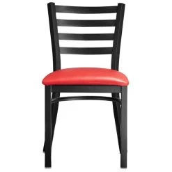 Lancaster Table & Seating Black Finish Ladder Back Chair With 2 1/2" Red Vinyl Padded Seat 11 Lancaster Table & Seating Black Finish Ladder Back Chair With 2 1/2" Red Vinyl Padded Seat -BFM Seating sHOP 2078905