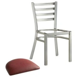 Lancaster Table & Seating Clear Coat Finish Ladder Back Chair With 2 1/2" Burgundy Vinyl Padded Seat -BFM Seating sHOP 2079644