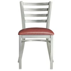 Lancaster Table & Seating Clear Coat Finish Ladder Back Chair With 2 1/2" Burgundy Vinyl Padded Seat -BFM Seating sHOP 2079647