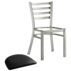 Lancaster Table & Seating Clear Coat Finish Ladder Back Chair With 2 1/2" Black Vinyl Padded Seat -BFM Seating sHOP 2079654