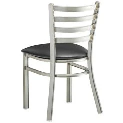 Lancaster Table & Seating Clear Coat Finish Ladder Back Chair With 2 1/2" Black Vinyl Padded Seat -BFM Seating sHOP 2079656