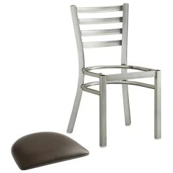 Lancaster Table & Seating Clear Coat Finish Ladder Back Chair With 2 1/2" Dark Brown Vinyl Padded Seat 10 Lancaster Table & Seating Clear Coat Finish Ladder Back Chair With 2 1/2" Dark Brown Vinyl Padded Seat -BFM Seating sHOP 2079811
