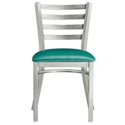 Lancaster Table & Seating Clear Coat Finish Ladder Back Chair With 2 1/2" Green Vinyl Padded Seat -BFM Seating sHOP 2079842