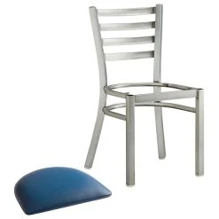 Lancaster Table & Seating Clear Coat Finish Ladder Back Chair With 2 1/2" Navy Vinyl Padded Seat 10 Lancaster Table & Seating Clear Coat Finish Ladder Back Chair With 2 1/2" Navy Vinyl Padded Seat -BFM Seating sHOP 2079879