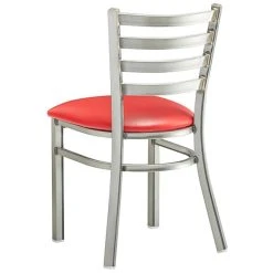 Lancaster Table & Seating Clear Coat Finish Ladder Back Chair With 2 1/2" Red Vinyl Padded Seat -BFM Seating sHOP 2079891