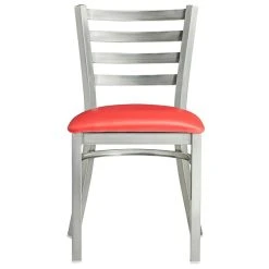 Lancaster Table & Seating Clear Coat Finish Ladder Back Chair With 2 1/2" Red Vinyl Padded Seat -BFM Seating sHOP 2079892
