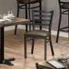 Lancaster Table & Seating Black Finish Ladder Back Chair With 2 1/2" Dark Brown Vinyl Padded Seat
