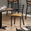 Lancaster Table & Seating Black Finish Ladder Back Chair With 2 1/2" Light Brown Vinyl Padded Seat -BFM Seating sHOP 2087638