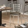 Lancaster Table & Seating Clear Coat Finish Ladder Back Chair With 2 1/2" Dark Brown Vinyl Padded Seat