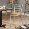 Lancaster Table & Seating Clear Coat Finish Ladder Back Chair With 2 1/2" Light Brown Vinyl Padded Seat -BFM Seating sHOP 2087671