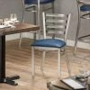 Lancaster Table & Seating Clear Coat Finish Ladder Back Chair With 2 1/2" Navy Vinyl Padded Seat -BFM Seating sHOP 2087677