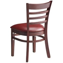 Lancaster Table & Seating Mahogany Finish Wooden Ladder Back Chair With 2 1/2" Burgundy Padded Seat 8 Lancaster Table & Seating Mahogany Finish Wooden Ladder Back Chair With 2 1/2" Burgundy Padded Seat -BFM Seating sHOP 2088290