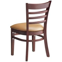 Lancaster Table & Seating Mahogany Finish Wooden Ladder Back Chair With 2 1/2" Light Brown Padded Seat 8 Lancaster Table & Seating Mahogany Finish Wooden Ladder Back Chair With 2 1/2" Light Brown Padded Seat -BFM Seating sHOP 2088320